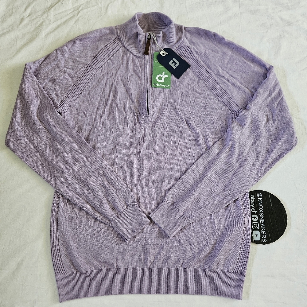 FootJoy HalfZip Golf Sweater Lavender Purple Wool Blend Men's Size Small